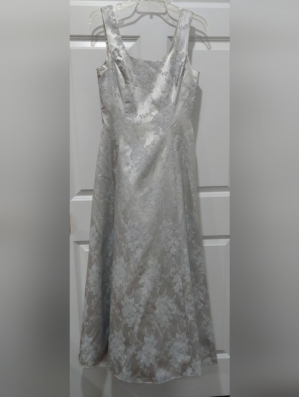 Scott McClintock Vintage 90s Y2K Silver Floral Gown Size 6 – Prom Halloween